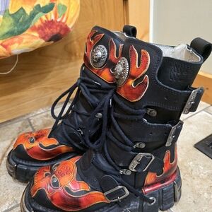 New Rock Boots Size 38 tall flames